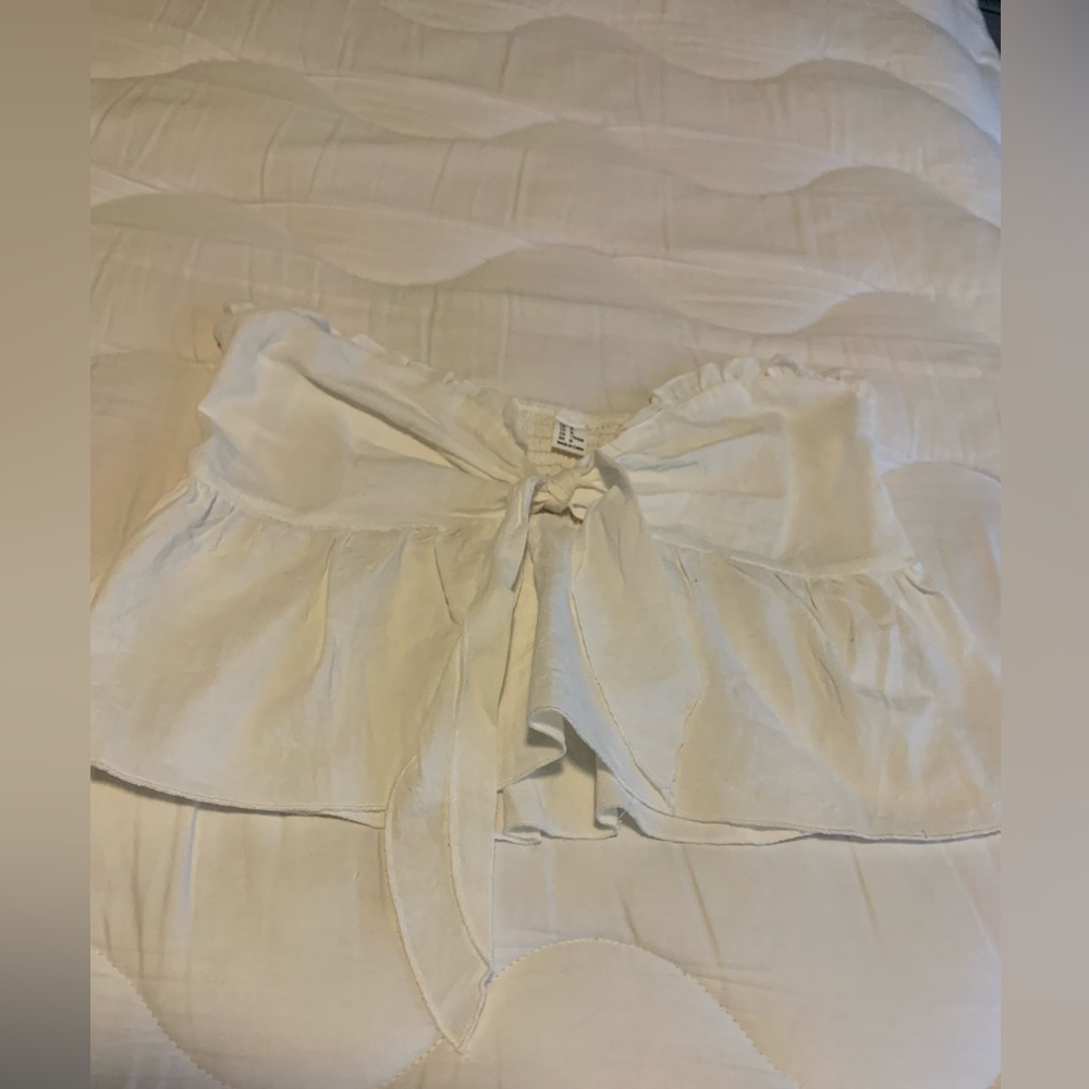 strapless white tie top